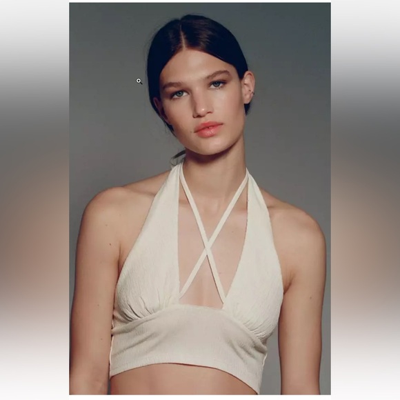🆕 Urban Outfitters Cream Valeria Halter Top, Women's Size Medium - Picture 4 of 10